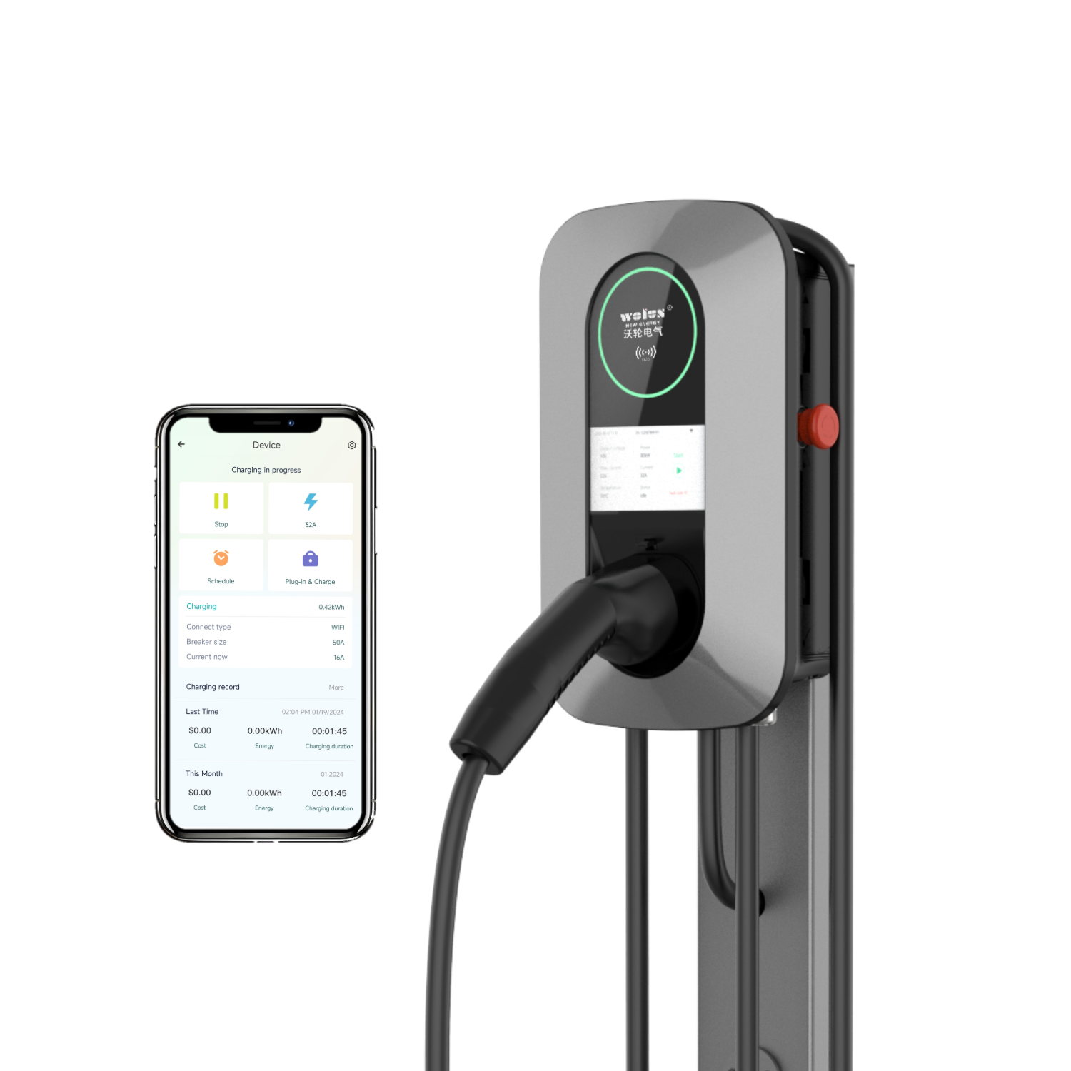 Ev Charging Pile - 22kW AC家庭用充電スタンド EVウォールボックス BYD AC充電器