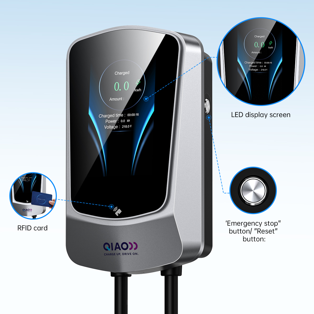 7インチスクリーン タイプ2 EV充電器 7.4KW 11K - Wallbox Ev のレビューと価格