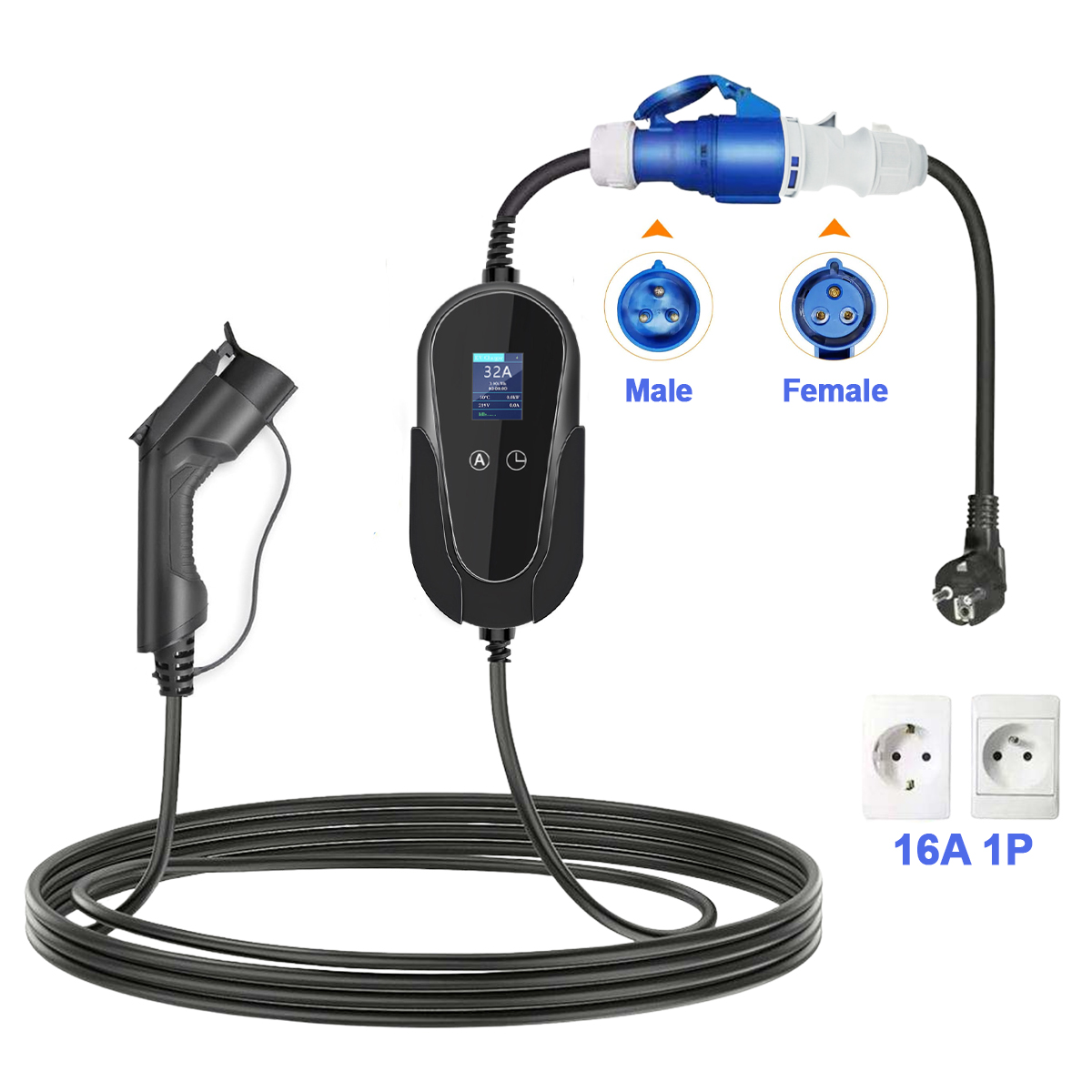 NTOブルーCEEメス電源プラグ3穴ソケットからシュコ2ピン - Ev Charger Adapter のレビューと価格